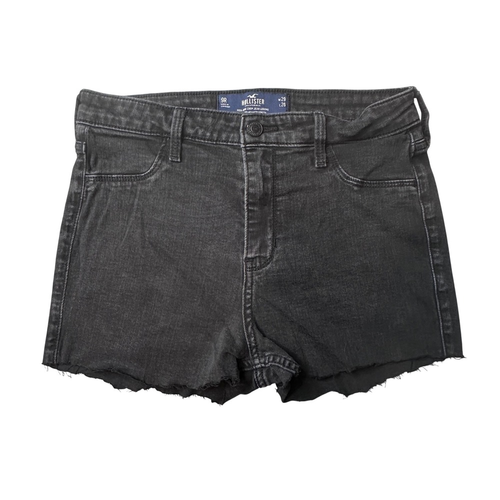 Hollister‎ Jean Shorts Women 9R Black High Rise Crop Jean Legging Cutoff Stretch